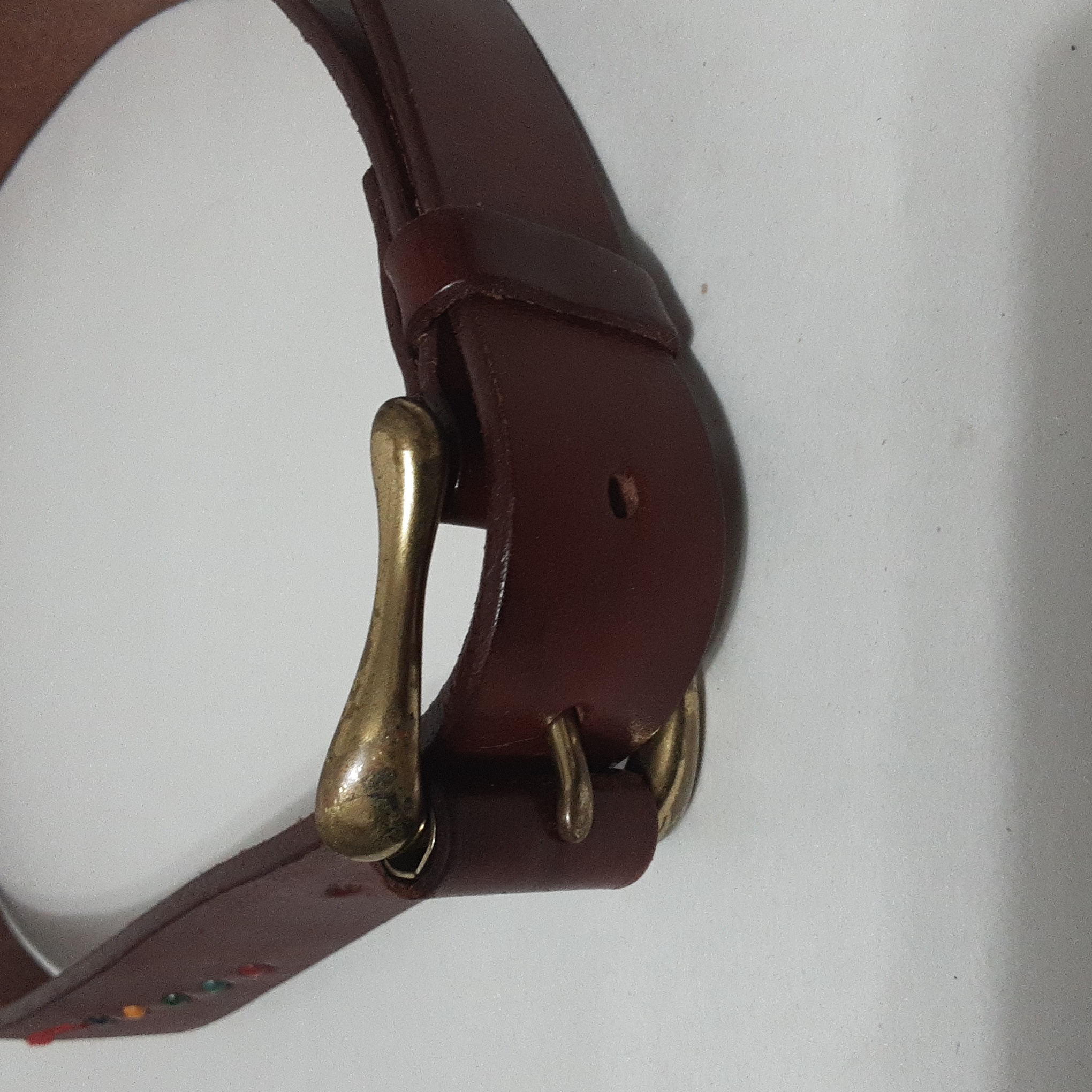Vtg Fossil Genuine Leather Multicolor Beaded Belt